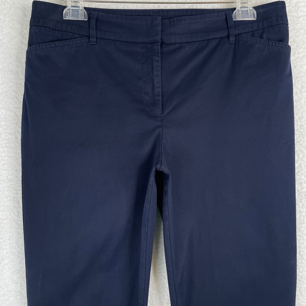 Talbots Perfect Crop Pants Navy Blue Size 8 Cotton Blend Trousers Workwear